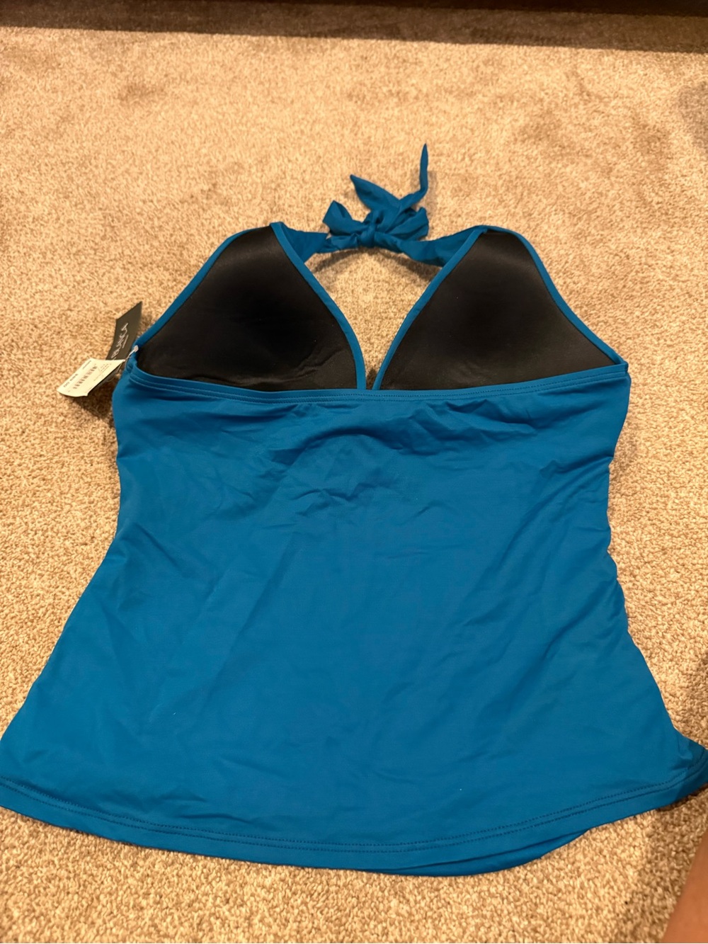 La Blanca Teal Ruched Halter Swim Top - Picture 3 of 5